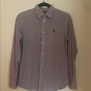 Ralph Lauren Navy and White Striped Dress Shirt